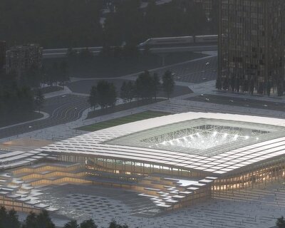 xi’an international football center opens its stadium bowl to the city through a porous form