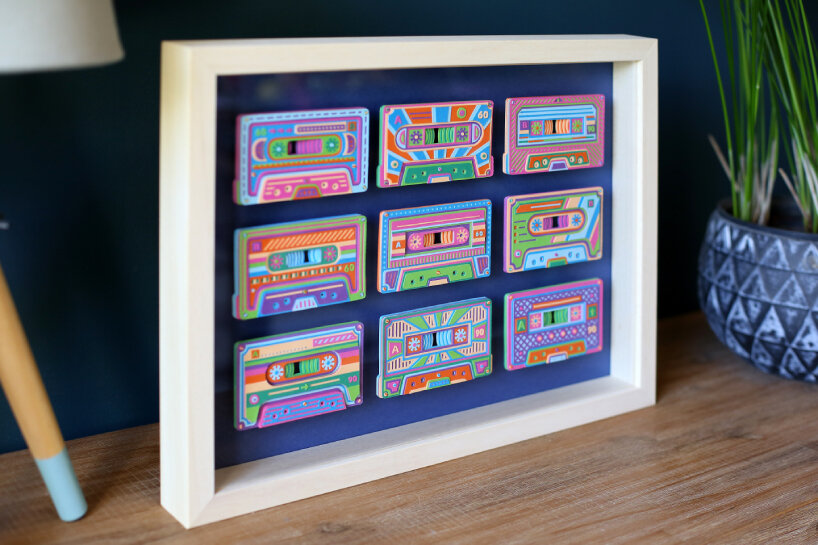 view of the tapes in a frame