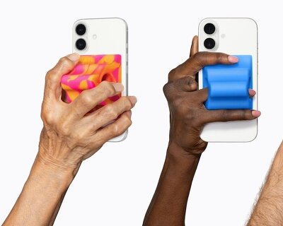 this sculptural iphone grip puts accessibility first by challenging the default smartphone form