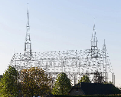 gijs van vaerenbergh redraws lost belgian abbey through translucent steel architecture