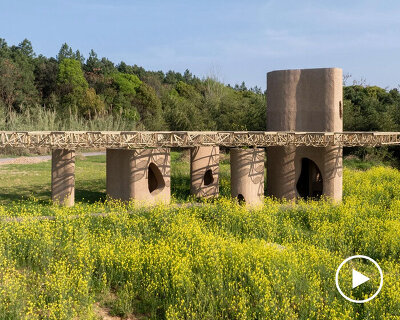 ancient wetland caves inform studio 10’s concrete and bamboo pavilion along china’s qu river