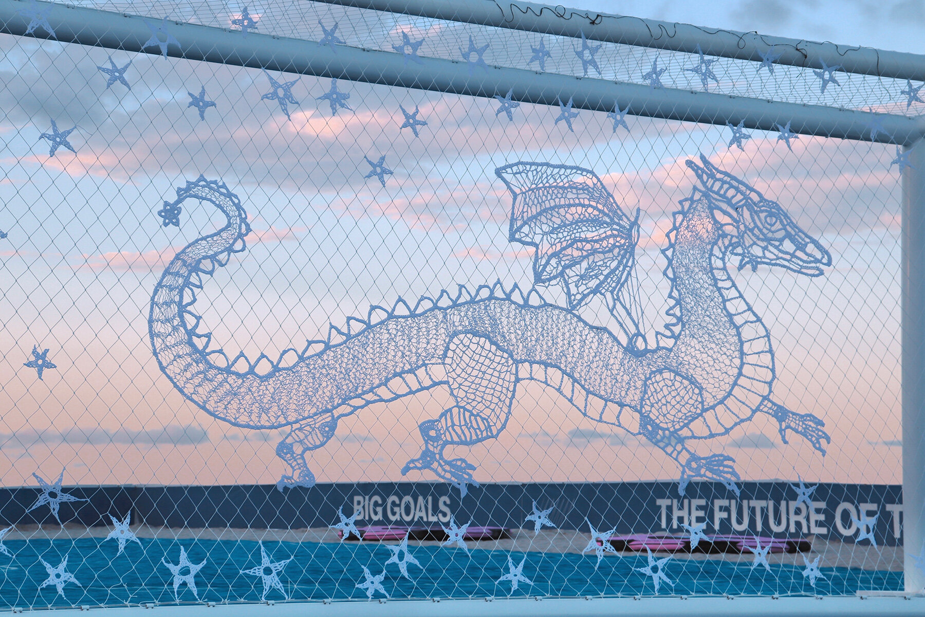 argentine artisans crochet soccer nets into monumental artworks on miami beach - 5