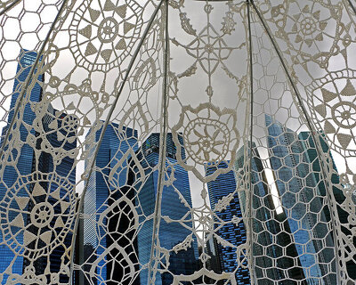 colossal crochet structures by choi+shine begin with intricate, group-made stitches