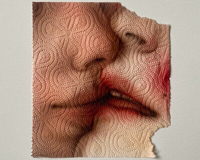 airbrushed onto paper towels, these fragile artworks explore memory and perception