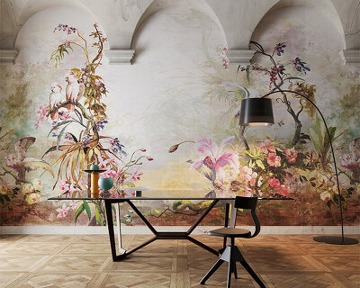 exotic and painterly vistas unfold across inkiostro bianco’s fine art wallpapers