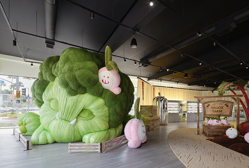 oversized vegetables and whimsical creatures fill gentle monster's veggie farm pop-ups - 10