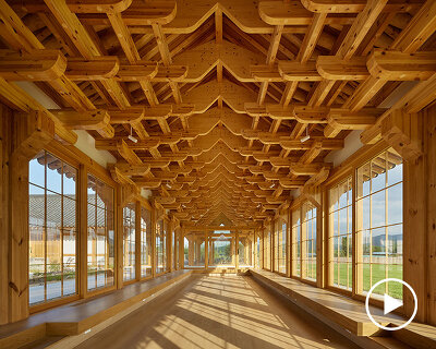 three timber rejuvenation halls by JK-AR surround a series of traditional korean courtyards
