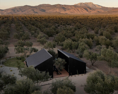 two corrugated metal volumes shelter courtyard retreat in mexico's desert landscape