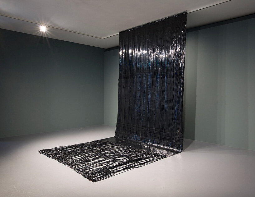 VHS tapes and cassette recordings replace yarn in a woven archive of collective memory - 13