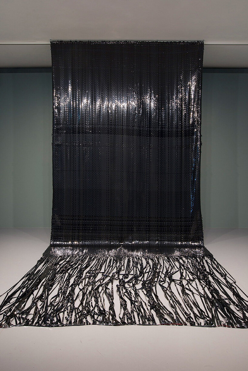 VHS tapes and cassette recordings replace yarn in a woven archive of collective memory - 14