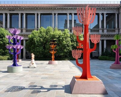 an archipelago of botanical sculptures by agostino iacurci fills historic courtyard in milan