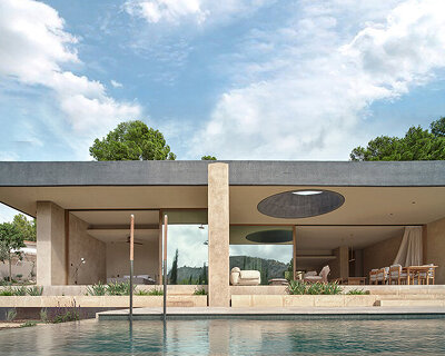circular roof opening brings sunlight into casa óculo by OHLAB in palma