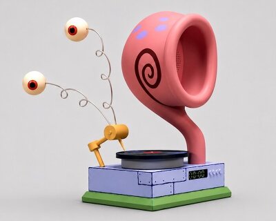 spongebob’s gary the snail turns into 3D printed speaker using discarded alarm clock parts