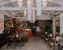 lantern-like pavilion and recycled brick bar reshape bangkok house into arvie restaurant