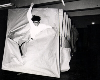 tearing paper and wrestling mud, gutai played with creative freedom in postwar japan