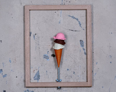 plastic ice cream traces the contrasting timelines of fleeting pleasure and material decay