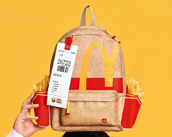 this mcdonald's backpack comes with dedicated side pockets to carry your fries