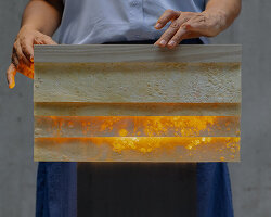 cultivated cellulose and layered ash shape series of horizon-inspired lighting