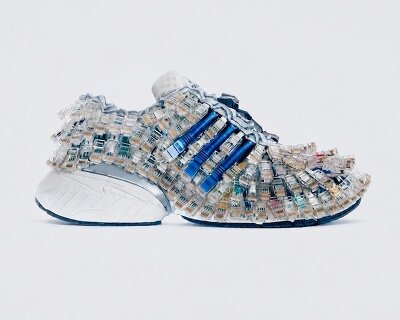 recycled cables transform this pair of adidas sneakers into a one-of-one design