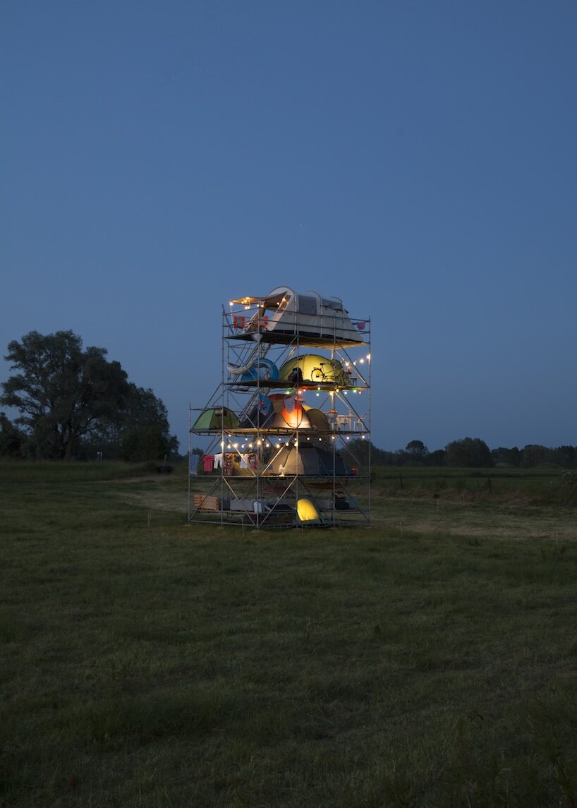 willem de haan stacks 12 tents vertically to question density and the way we occupy space - 6