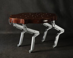 19th-century coffee table gets articulated computer arms to take on a canine form