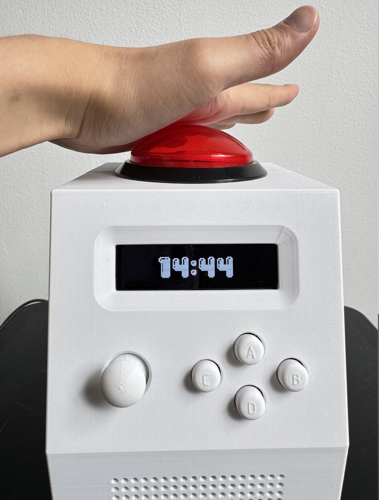 3D printed standalone alarm clock lets you smash a giant arcade button to wake up - 1
