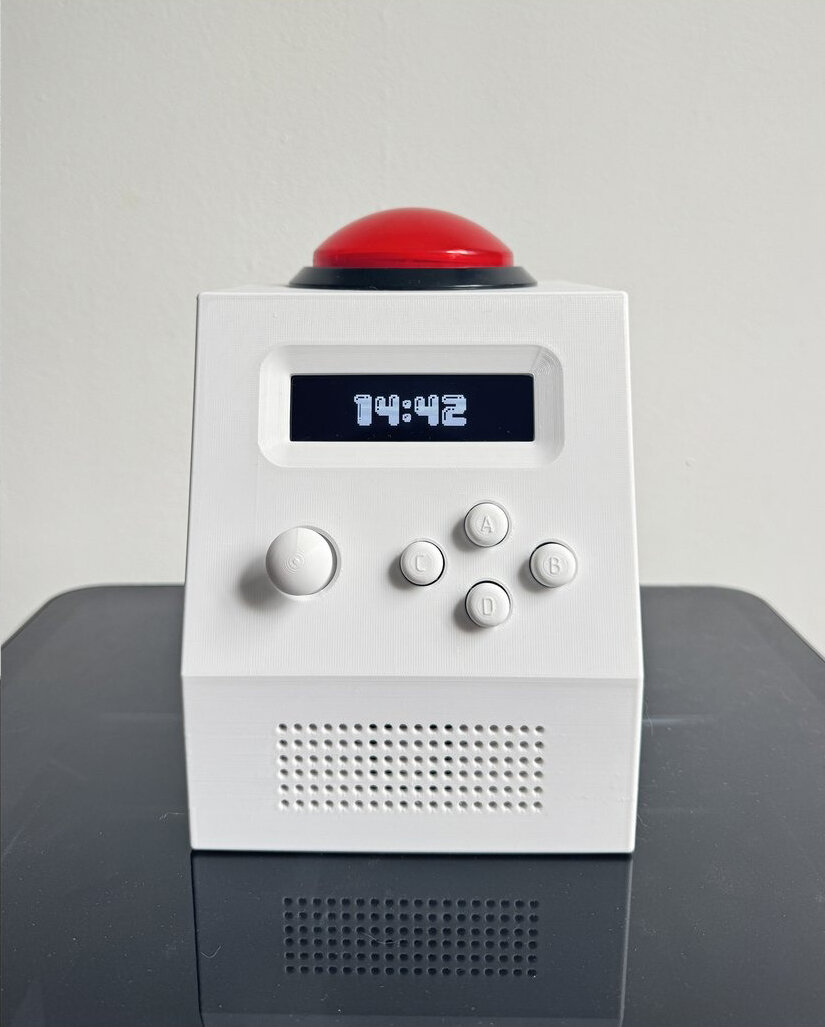3D printed standalone alarm clock lets you smash a giant arcade button to wake up - 2