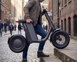 augment 360: this folding electric moped can follow its rider into the elevator