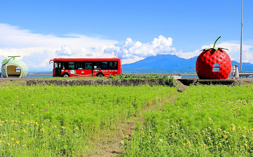 japan's fruit-shaped bus stops offer travelers a sweeter shelter - 1