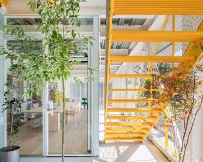 modularized open steel grid reshapes family living on tight site in taiwan