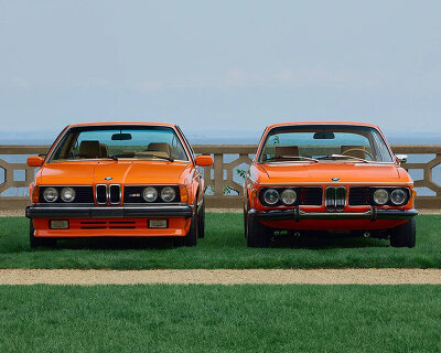 ronnie fieg rebuilds two classic BMWs in archival inka orange to celebrate 15 years of KITH
