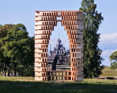 lens installation uses rhythmic timber slats to frame island’s historic churches