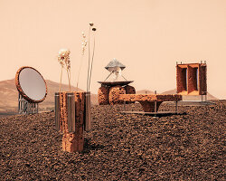 recycled aerospace steel and rammed earth shape homeware collection for life on mars
