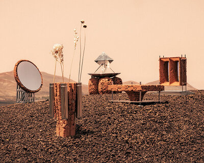 recycled aerospace steel and rammed earth shape homeware collection for life on mars