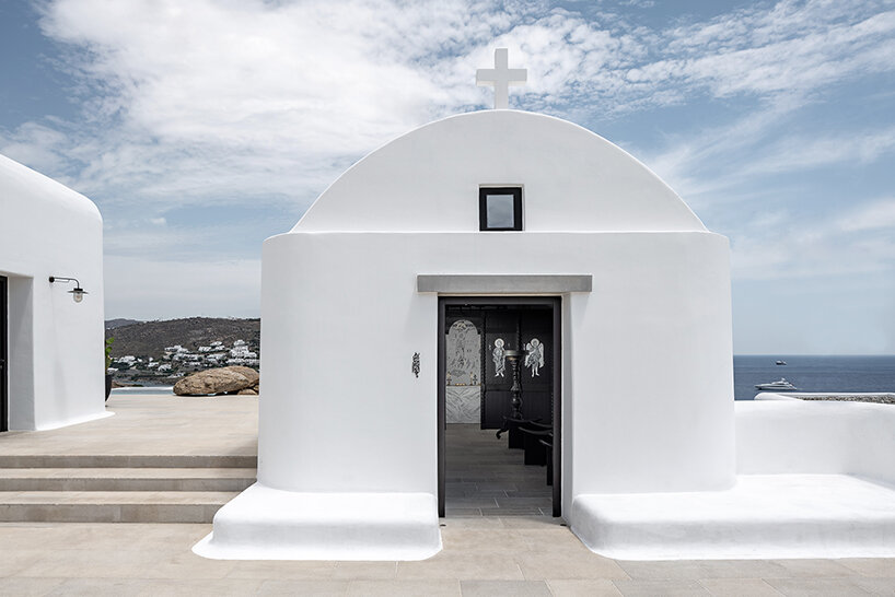 saint of athens reimagines byzantine iconography with black-and-white frescoes in mykonos - 11