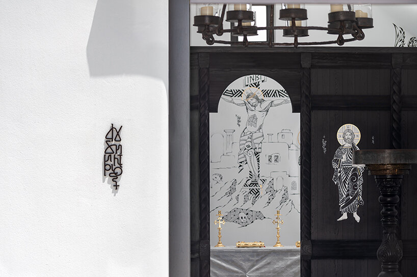 saint of athens reimagines byzantine iconography with black-and-white frescoes in mykonos - 10