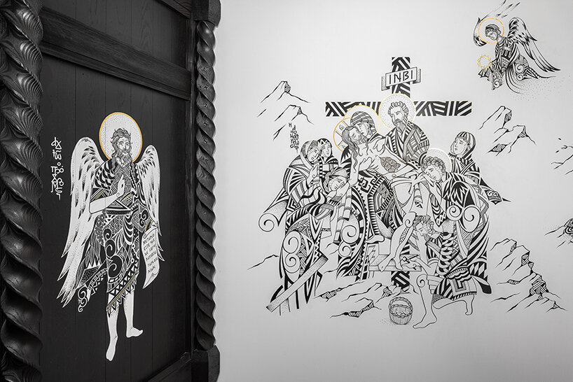 saint of athens reimagines byzantine iconography with black-and-white frescoes in mykonos - 5