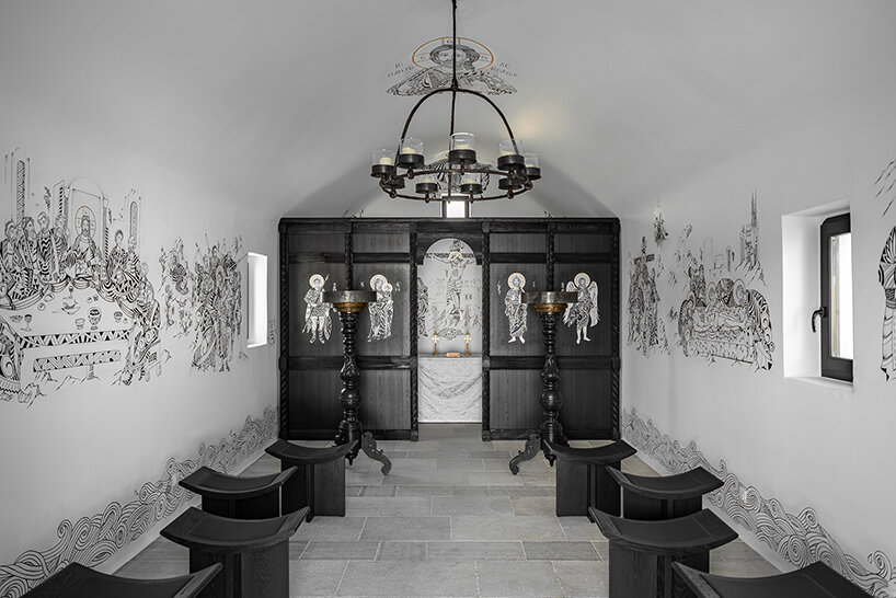 saint of athens reimagines byzantine iconography with black-and-white frescoes in mykonos - 1