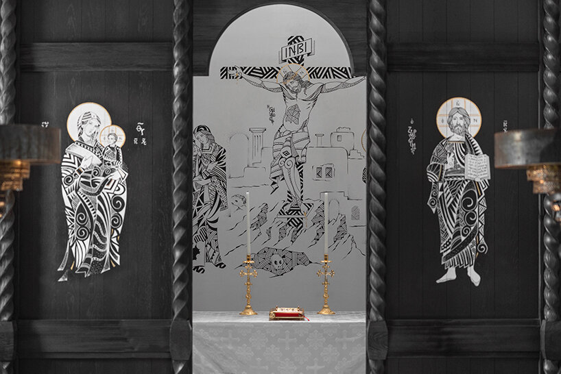saint of athens reimagines byzantine iconography with black-and-white frescoes in mykonos - 4