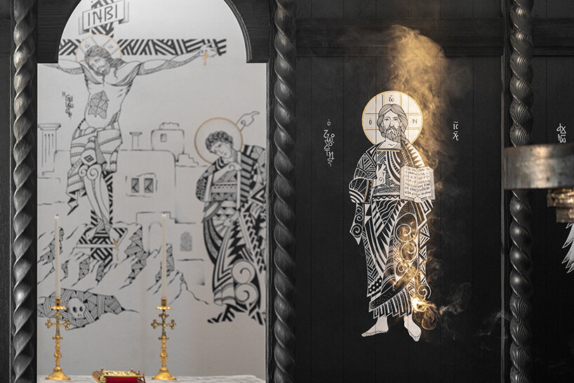 saint of athens reimagines byzantine iconography with black-and-white frescoes in mykonos - 8