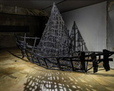 steel and hanji weave into porous vessel of memory inside cold war bunker in seoul