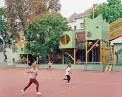 studio KRAFT reclaims limited schoolyard space with vertical play garden in budapest