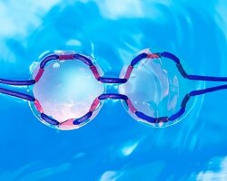 water glasses turn colorful frameless eyewear into wearable sculpture