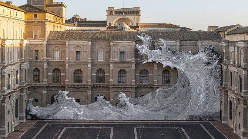 JR sends giant wave across vatican apostolic library facade with 'diluvium' - 1