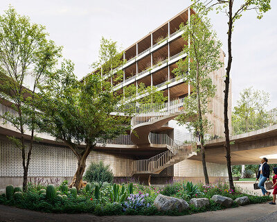 stefano boeri plans gardened affordable housing in ibiza as four modular timber blocks