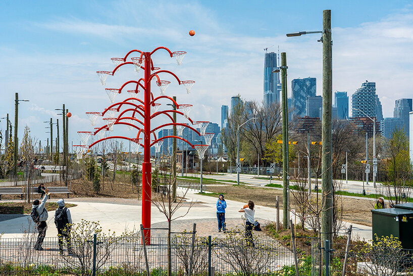 alexandre arrechea grows a playable tree of basketball hoops in toronto - 1