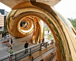 auruBOROS golden installation by plastique fantastique spirals across new york’s high line