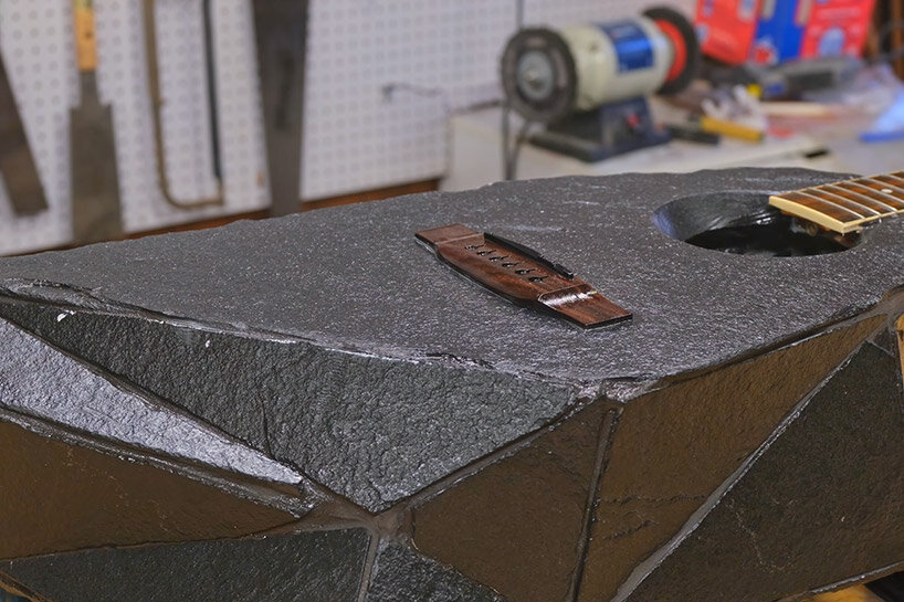 what does a guitar sound like in stone? bebeau builds one from 18 pieces of slate - 1