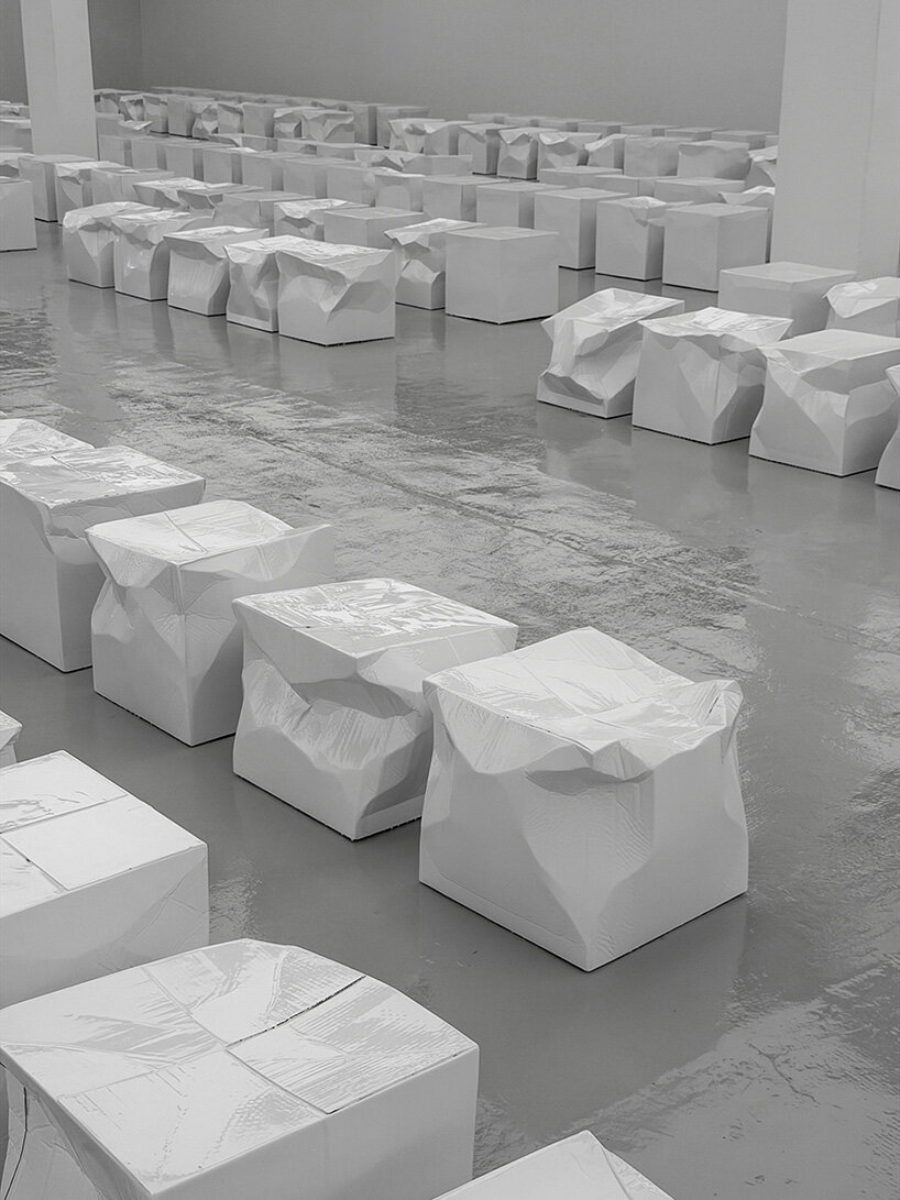 bottega veneta crumples cardboard boxes into sculptural stools for summer 2027 show - 14