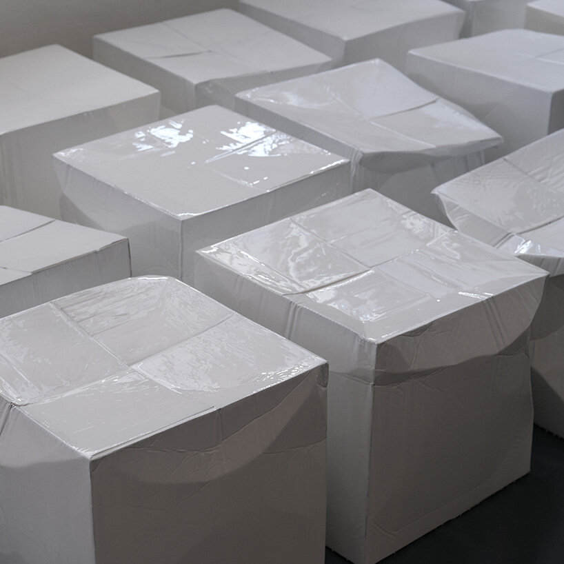 illya goldman gubin embraces cardboard boxes, shaping them into stools for bottega veneta - 16